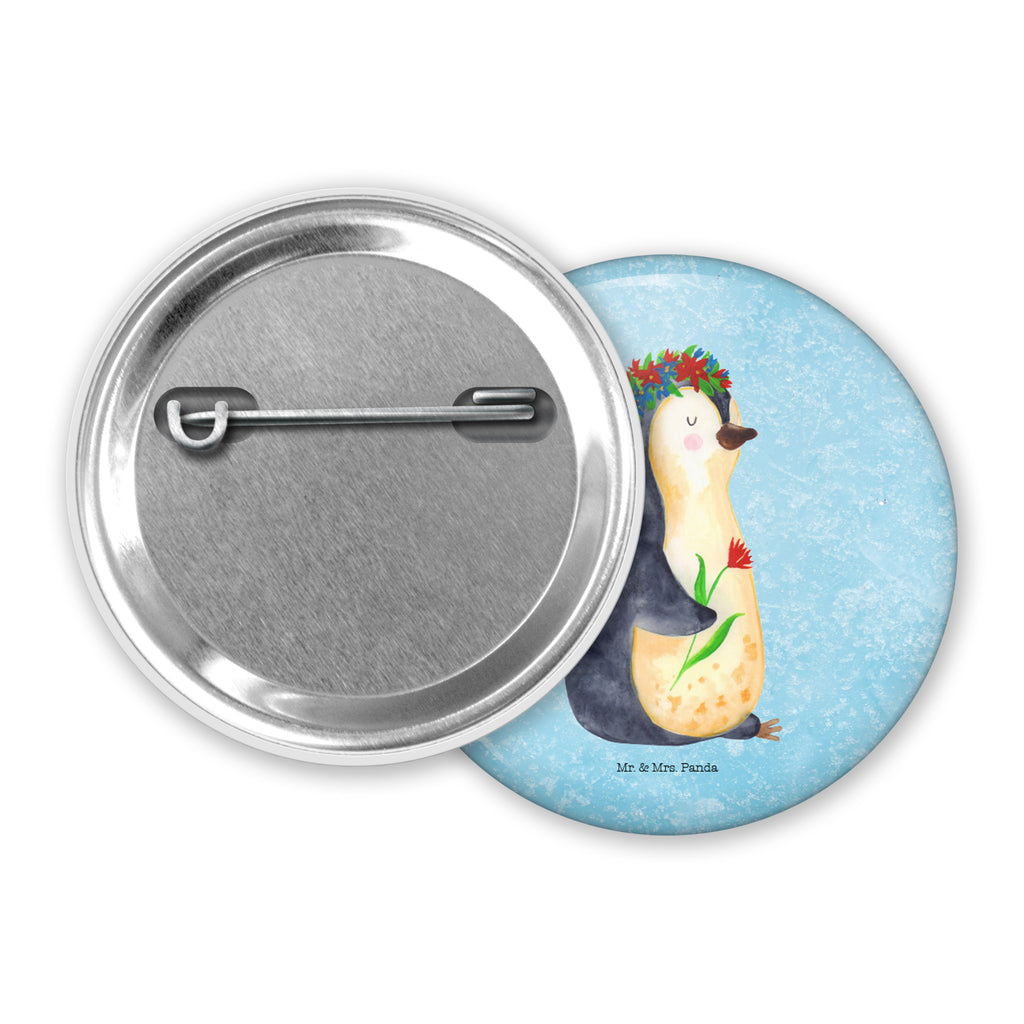50mm Button Pinguin Blumenkranz 50mm Button, Button, Pin, Anstecknadel, Pinguin, Pinguine, Blumenkranz, Universum, Leben, Wünsche, Ziele, Lebensziele, Motivation, Lebenslust, Liebeskummer, Geschenkidee