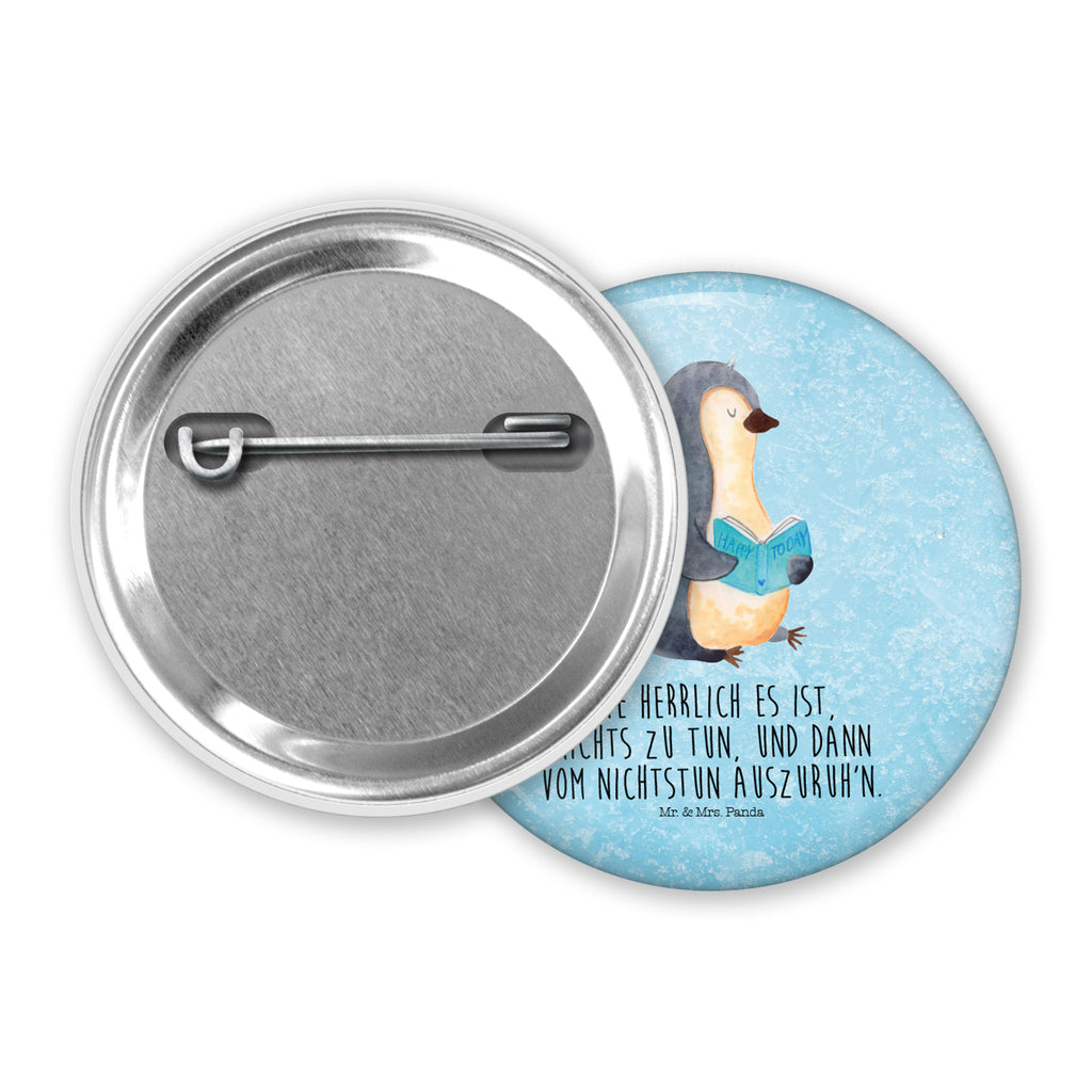 50mm Button Pinguin Buch 50mm Button, Button, Pin, Anstecknadel, Pinguin, Pinguine, Buch, Lesen, Bücherwurm, Nichtstun, Faulenzen, Ferien, Urlaub, Freizeit