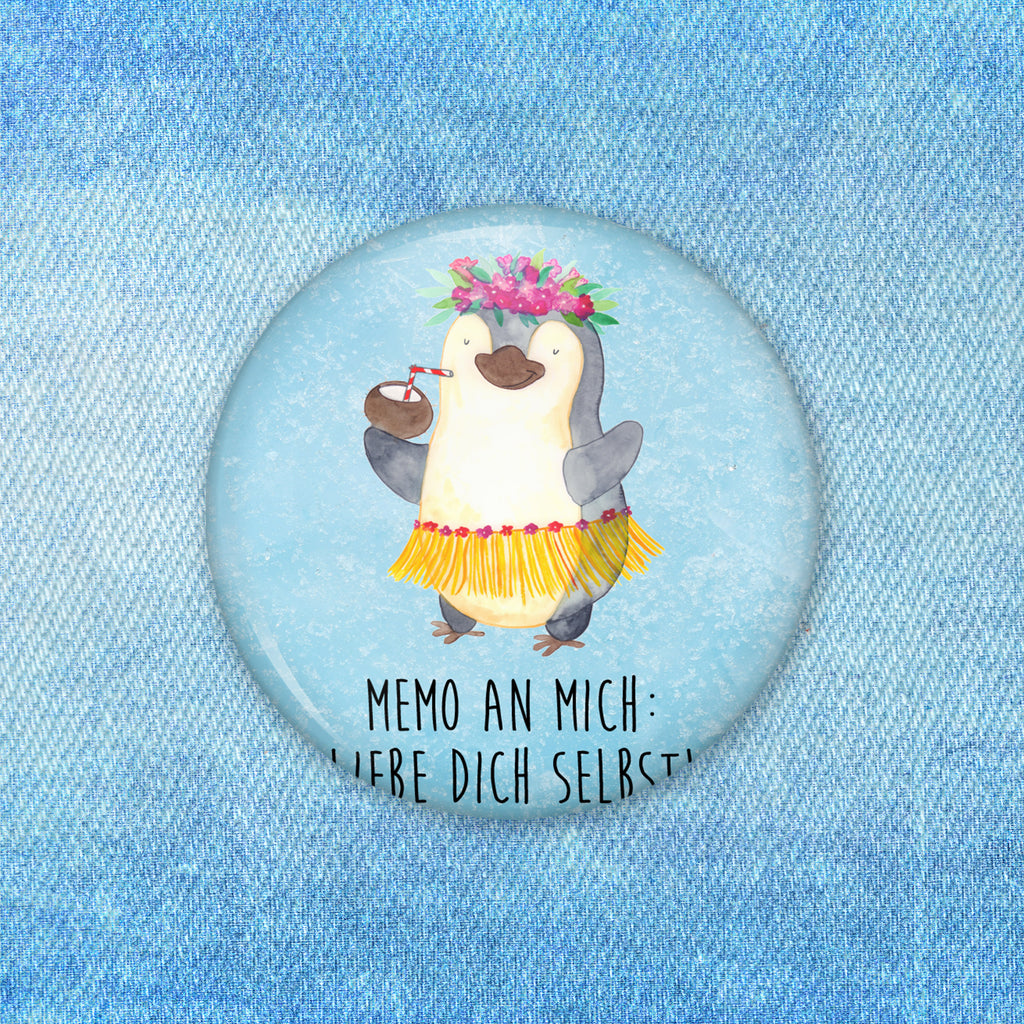 50mm Button Pinguin Kokosnuss 50mm Button, Button, Pin, Anstecknadel, Pinguin, Aloha, Hawaii, Urlaub, Kokosnuss, Pinguine