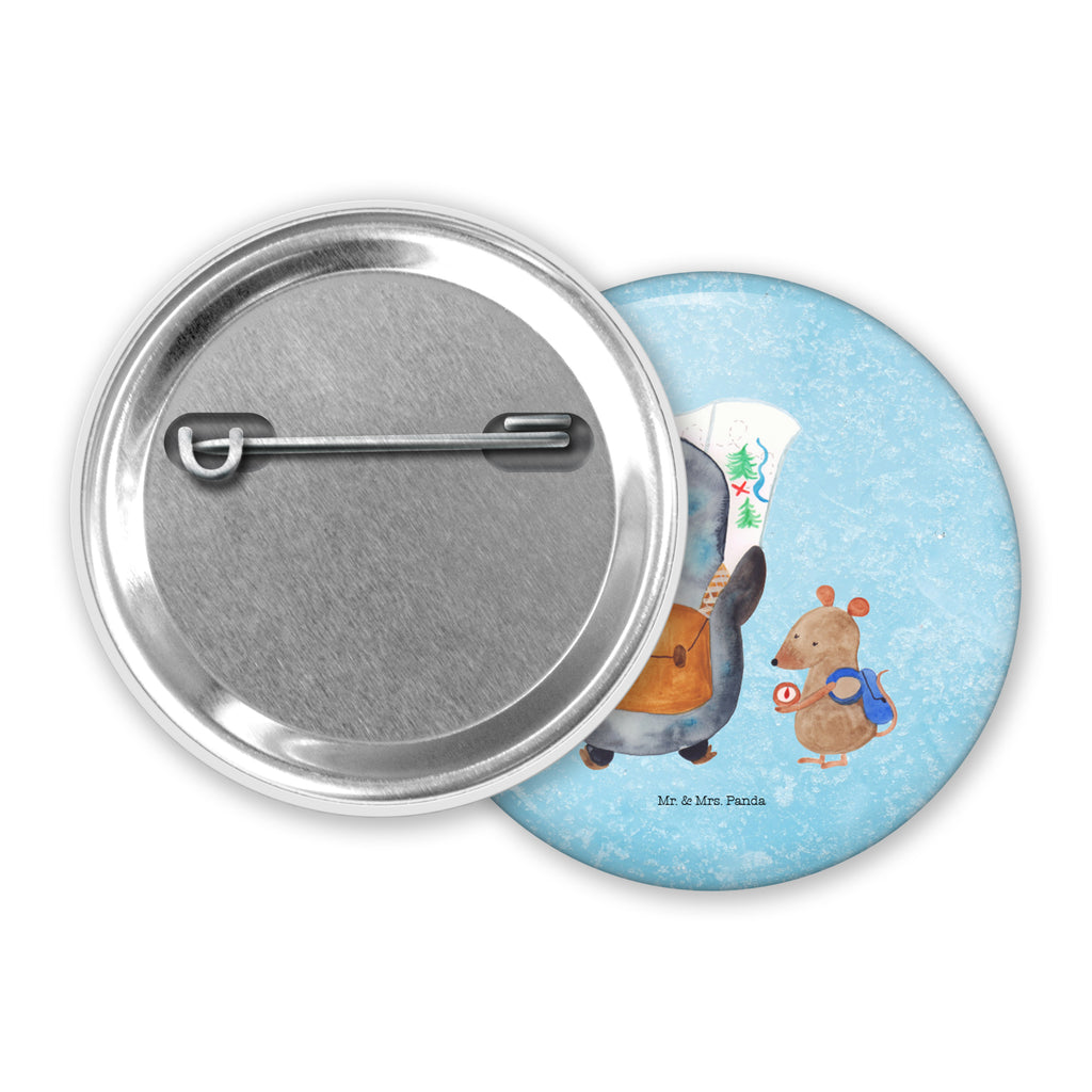 50mm Button Pinguin & Maus Wanderer 50mm Button, Button, Pin, Anstecknadel, Pinguin, Pinguine, Abenteurer, Abenteuer, Roadtrip, Ausflug, Wanderlust, wandern