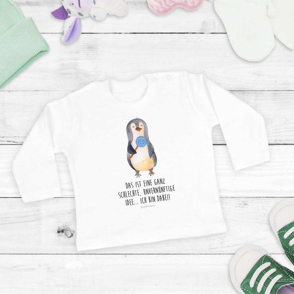 3-6 Monate Baby Longsleeve Pinguin Lolli Mädchen, Jungen, Baby, Langarm, Bio, Kleidung, Pinguin, Pinguine, Lolli, Süßigkeiten, Blödsinn, Spruch, Rebell, Gauner, Ganove, Rabauke
