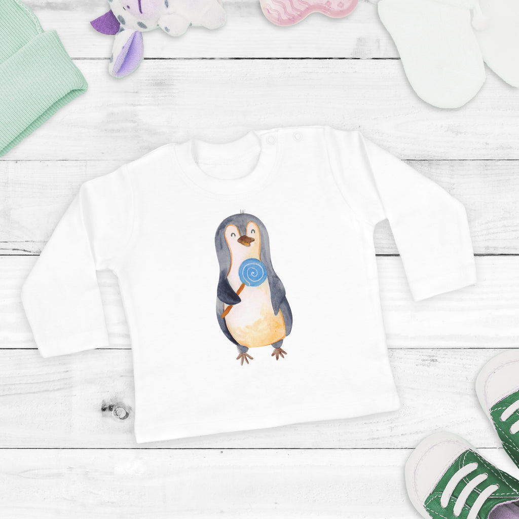 3-6 Monate Baby Longsleeve Pinguin Lolli Mädchen, Jungen, Baby, Langarm, Bio, Kleidung, Pinguin, Pinguine, Lolli, Süßigkeiten, Blödsinn, Spruch, Rebell, Gauner, Ganove, Rabauke