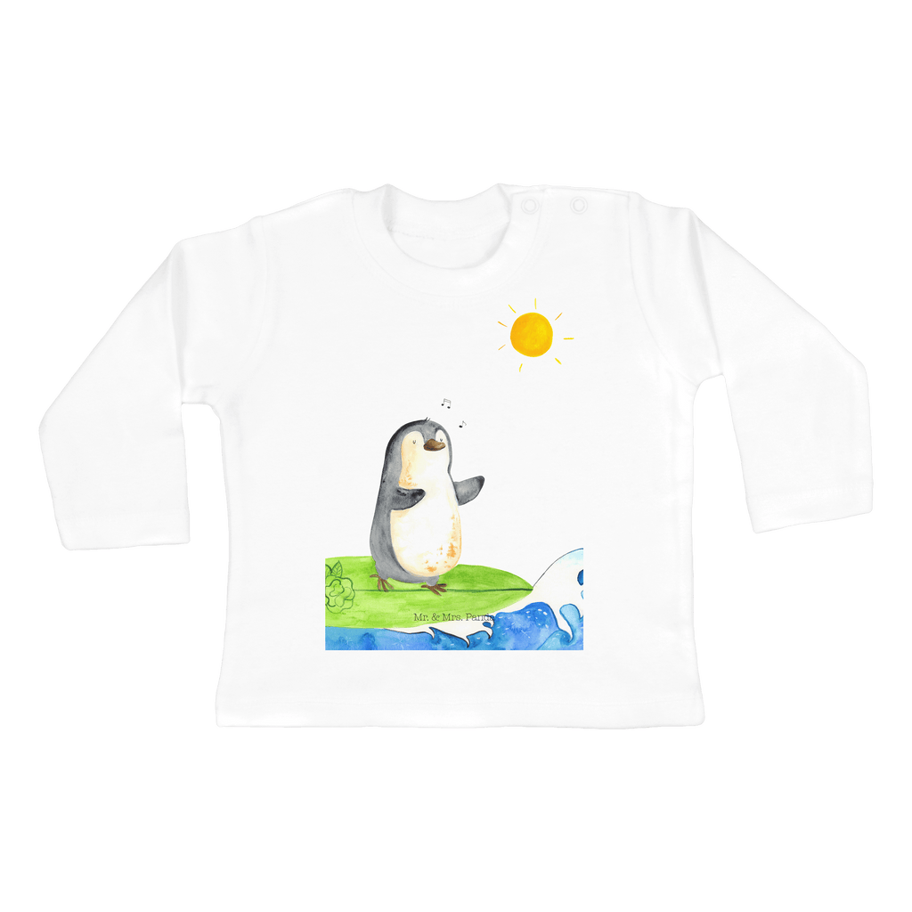 3-6 Monate Baby Longsleeve Pinguin Surfer Mädchen, Jungen, Baby, Langarm, Bio, Kleidung, Pinguin, Pinguine, surfen, Surfer, Hawaii, Urlaub, Wellen, Wellen reiten, Portugal