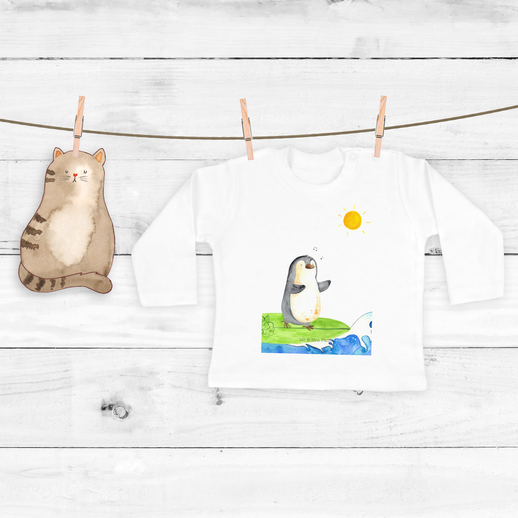 3-6 Monate Baby Longsleeve Pinguin Surfer Mädchen, Jungen, Baby, Langarm, Bio, Kleidung, Pinguin, Pinguine, surfen, Surfer, Hawaii, Urlaub, Wellen, Wellen reiten, Portugal