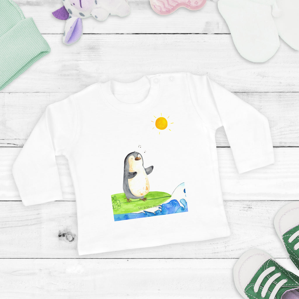 3-6 Monate Baby Longsleeve Pinguin Surfer Mädchen, Jungen, Baby, Langarm, Bio, Kleidung, Pinguin, Pinguine, surfen, Surfer, Hawaii, Urlaub, Wellen, Wellen reiten, Portugal
