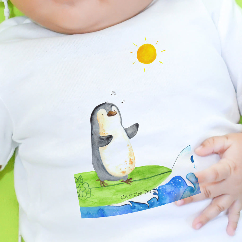 3-6 Monate Baby Longsleeve Pinguin Surfer Mädchen, Jungen, Baby, Langarm, Bio, Kleidung, Pinguin, Pinguine, surfen, Surfer, Hawaii, Urlaub, Wellen, Wellen reiten, Portugal