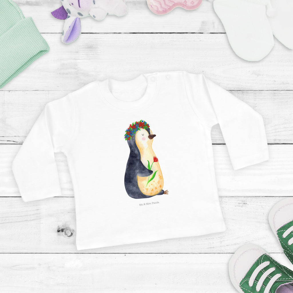 6-12 Monate Baby Longsleeve Pinguin Blumenkranz Mädchen, Jungen, Baby, Longsleeve, Langarm, Bio, Kleidung, uni, Langarmshirt, Pinguin, Pinguine, Blumenkranz, Universum, Leben, Wünsche, Ziele, Lebensziele, Motivation, Lebenslust, Liebeskummer, Geschenkidee