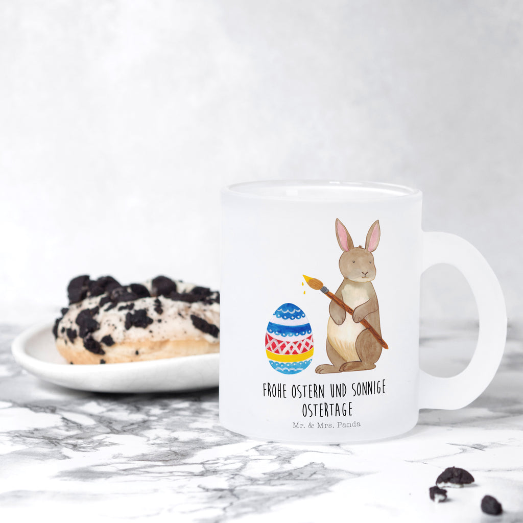 Teetasse Hase Eiermalen Teetasse, Teeglas, Teebecher, Tasse mit Henkel, Tasse, Glas Teetasse, Teetasse aus Glas, Ostern, Osterhase, Ostergeschenke, Osternest, Osterdeko, Geschenk zu Ostern, Frohe Ostern, Ostergrüße, Osterblume, Osterei, bemalte Ostereier, Hase, Kaninchen, Eiermalen
