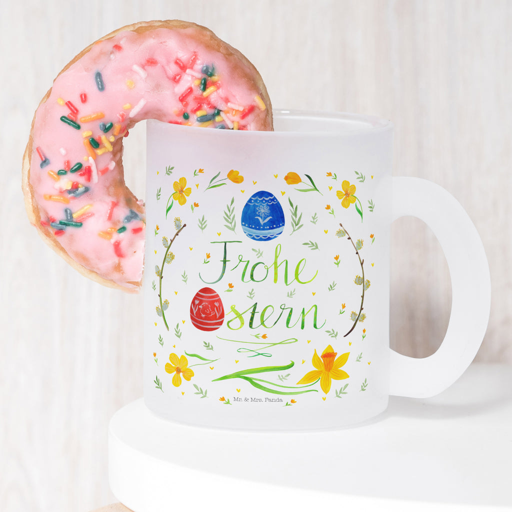 Teetasse Frohe Ostern Teetasse, Teeglas, Teebecher, Tasse mit Henkel, Tasse, Glas Teetasse, Teetasse aus Glas, Ostern, Osterhase, Ostergeschenke, Osternest, Osterdeko, Geschenk zu Ostern, Frohe Ostern, Ostergrüße, Osterblume, Osterei, bemalte Ostereier, Weidenkätzchen. Lettering