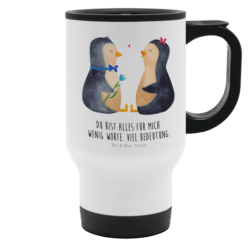 Thermobecher Pinguin Pärchen Thermobecher, To Go Becher, Thermotasse, Kaffeebecher, Isolierbecher, Thermobecher To Go, Warmhaltetasse, Edelstahlbecher, Reisebecher, Tasse mit Deckel, Thermobecher für 400 ml, Kaffeetasse zum Mitnehmen, Tasse zum Mitnehmen, Spülmaschinenfest, Pinguin, Pinguine, Liebe, Liebespaar, Liebesbeweis, Liebesgeschenk, Verlobung, Jahrestag, Hochzeitstag, Hochzeit, Hochzeitsgeschenk, große Liebe, Traumpaar