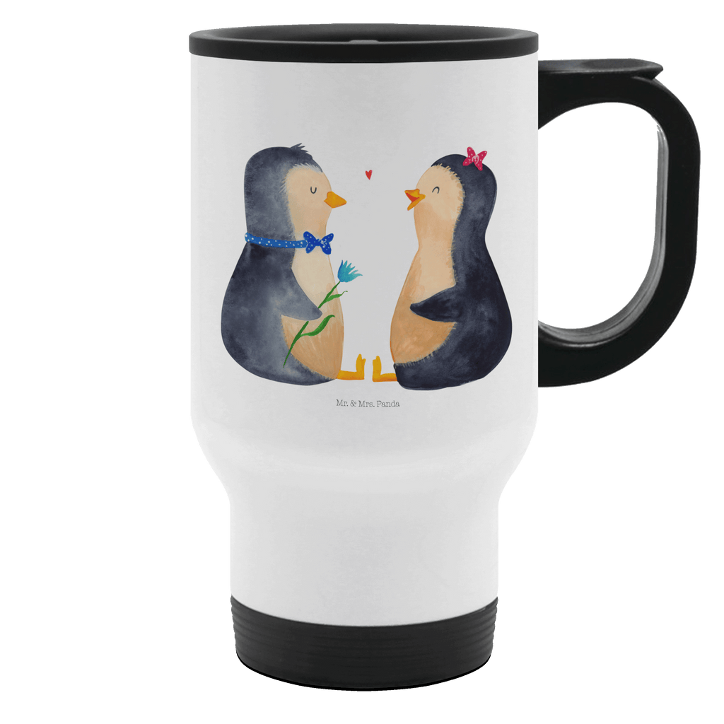 Thermobecher Pinguin Pärchen Thermobecher, To Go Becher, Thermotasse, Kaffeebecher, Isolierbecher, Thermobecher To Go, Warmhaltetasse, Edelstahlbecher, Reisebecher, Tasse mit Deckel, Thermobecher für 400 ml, Kaffeetasse zum Mitnehmen, Tasse zum Mitnehmen, Spülmaschinenfest, Pinguin, Pinguine, Liebe, Liebespaar, Liebesbeweis, Liebesgeschenk, Verlobung, Jahrestag, Hochzeitstag, Hochzeit, Hochzeitsgeschenk, große Liebe, Traumpaar