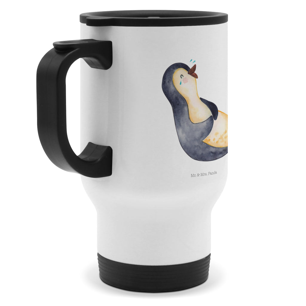 Thermobecher Pinguin lachend Thermobecher, To Go Becher, Thermotasse, Kaffeebecher, Isolierbecher, Thermobecher To Go, Warmhaltetasse, Edelstahlbecher, Reisebecher, Tasse mit Deckel, Thermobecher für 400 ml, Kaffeetasse zum Mitnehmen, Tasse zum Mitnehmen, Spülmaschinenfest, Pinguin, Pinguine, lustiger Spruch, Optimismus, Fröhlich, Lachen, Humor, Fröhlichkeit