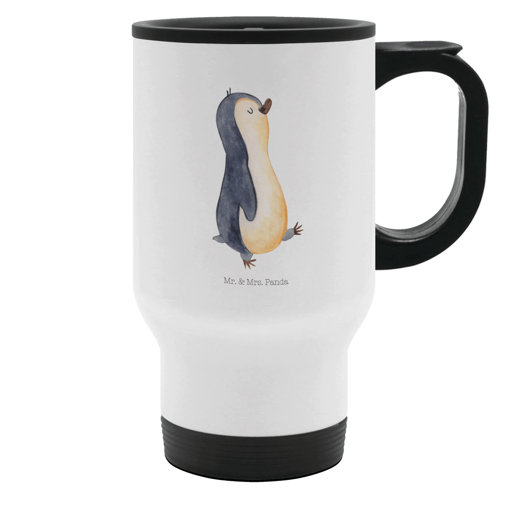 Thermobecher Pinguin marschierend Thermobecher, To Go Becher, Thermotasse, Kaffeebecher, Isolierbecher, Thermobecher To Go, Warmhaltetasse, Edelstahlbecher, Reisebecher, Tasse mit Deckel, Thermobecher für 400 ml, Kaffeetasse zum Mitnehmen, Tasse zum Mitnehmen, Spülmaschinenfest, Pinguin, Pinguine, Frühaufsteher, Langschläfer, Bruder, Schwester, Familie
