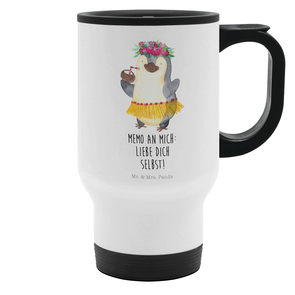 Thermobecher Pinguin Kokosnuss Thermobecher, To Go Becher, Thermotasse, Kaffeebecher, Isolierbecher, Thermobecher To Go, Warmhaltetasse, Edelstahlbecher, Reisebecher, Tasse mit Deckel, Thermobecher für 400 ml, Kaffeetasse zum Mitnehmen, Tasse zum Mitnehmen, Spülmaschinenfest, Pinguin, Aloha, Hawaii, Urlaub, Kokosnuss, Pinguine