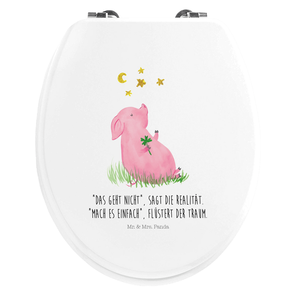 Motiv WC Sitz Glücksschwein Klobrille, Klodeckel, Toilettendeckel, WC-Sitz, Toilette, Tiermotive, Gute Laune, lustige Sprüche, Tiere, Glücksschwein. Glück, Schwein, Schweinchen, Sterne, Sernchen, Ziele, Träume, Motivation, Glücksbringer