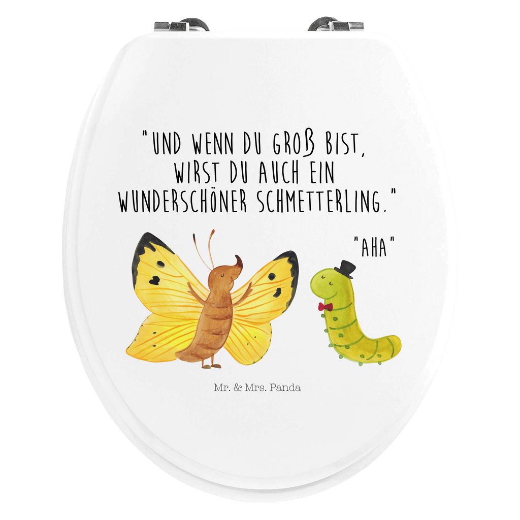Motiv WC Sitz Raupe & Schmetterling Klobrille, Klodeckel, Toilettendeckel, WC-Sitz, Toilette, Tiermotive, Gute Laune, lustige Sprüche, Tiere, Raupe, Schmetterling, Zitronenfalter, Entwicklung, Erwachsen werden, Kokon, Hut, Hütchen, Schönheit, Aufwachsen