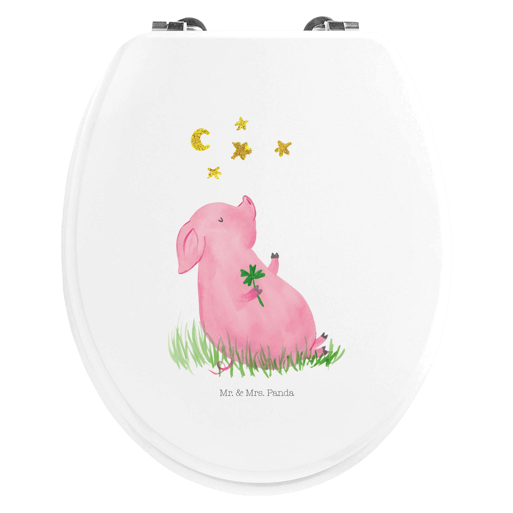 Motiv WC Sitz Glücksschwein Klobrille, Klodeckel, Toilettendeckel, WC-Sitz, Toilette, Tiermotive, Gute Laune, lustige Sprüche, Tiere, Glücksschwein. Glück, Schwein, Schweinchen, Sterne, Sernchen, Ziele, Träume, Motivation, Glücksbringer