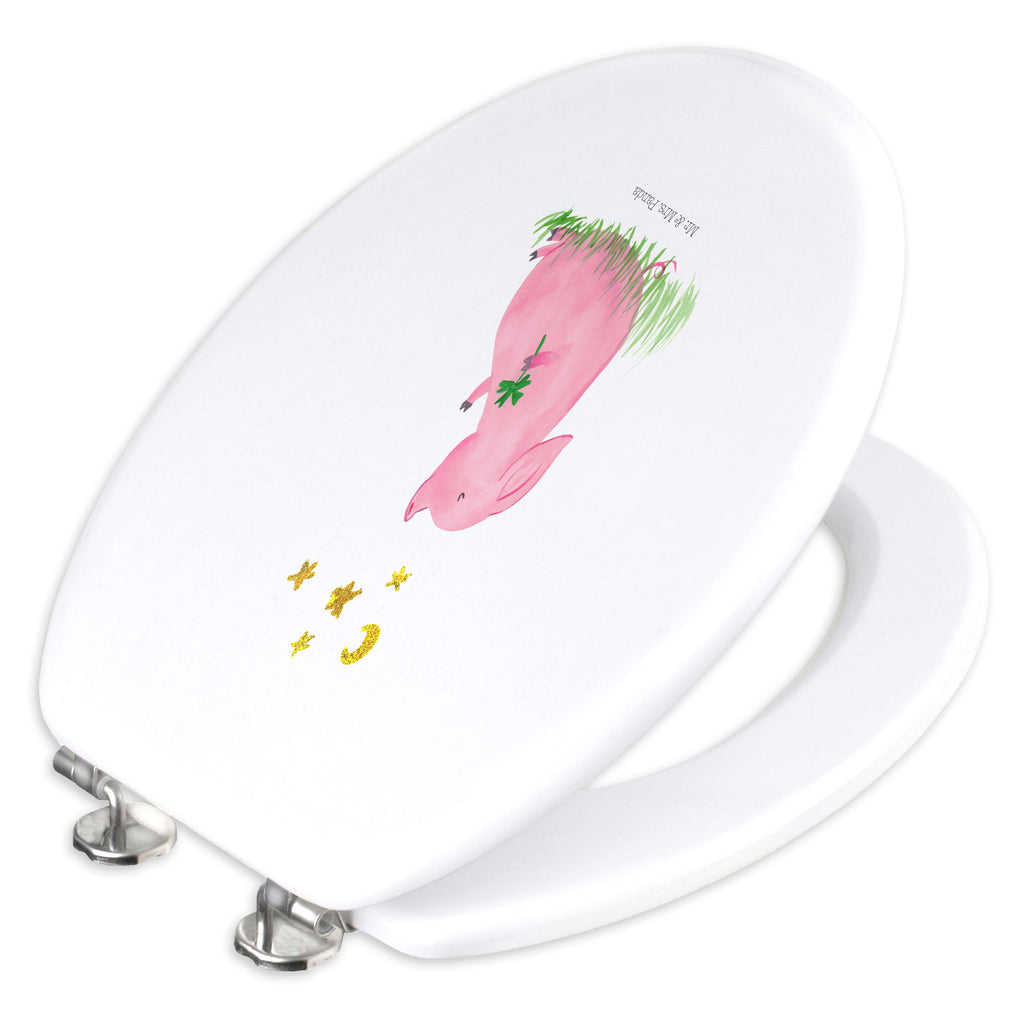 Motiv WC Sitz Glücksschwein Klobrille, Klodeckel, Toilettendeckel, WC-Sitz, Toilette, Tiermotive, Gute Laune, lustige Sprüche, Tiere, Glücksschwein. Glück, Schwein, Schweinchen, Sterne, Sernchen, Ziele, Träume, Motivation, Glücksbringer
