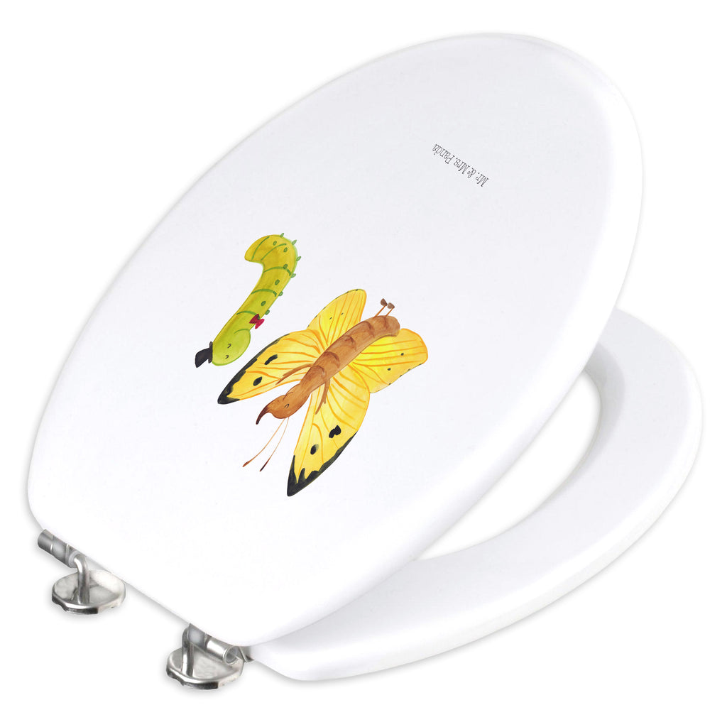 Motiv WC Sitz Raupe & Schmetterling Klobrille, Klodeckel, Toilettendeckel, WC-Sitz, Toilette, Tiermotive, Gute Laune, lustige Sprüche, Tiere, Raupe, Schmetterling, Zitronenfalter, Entwicklung, Erwachsen werden, Kokon, Hut, Hütchen, Schönheit, Aufwachsen