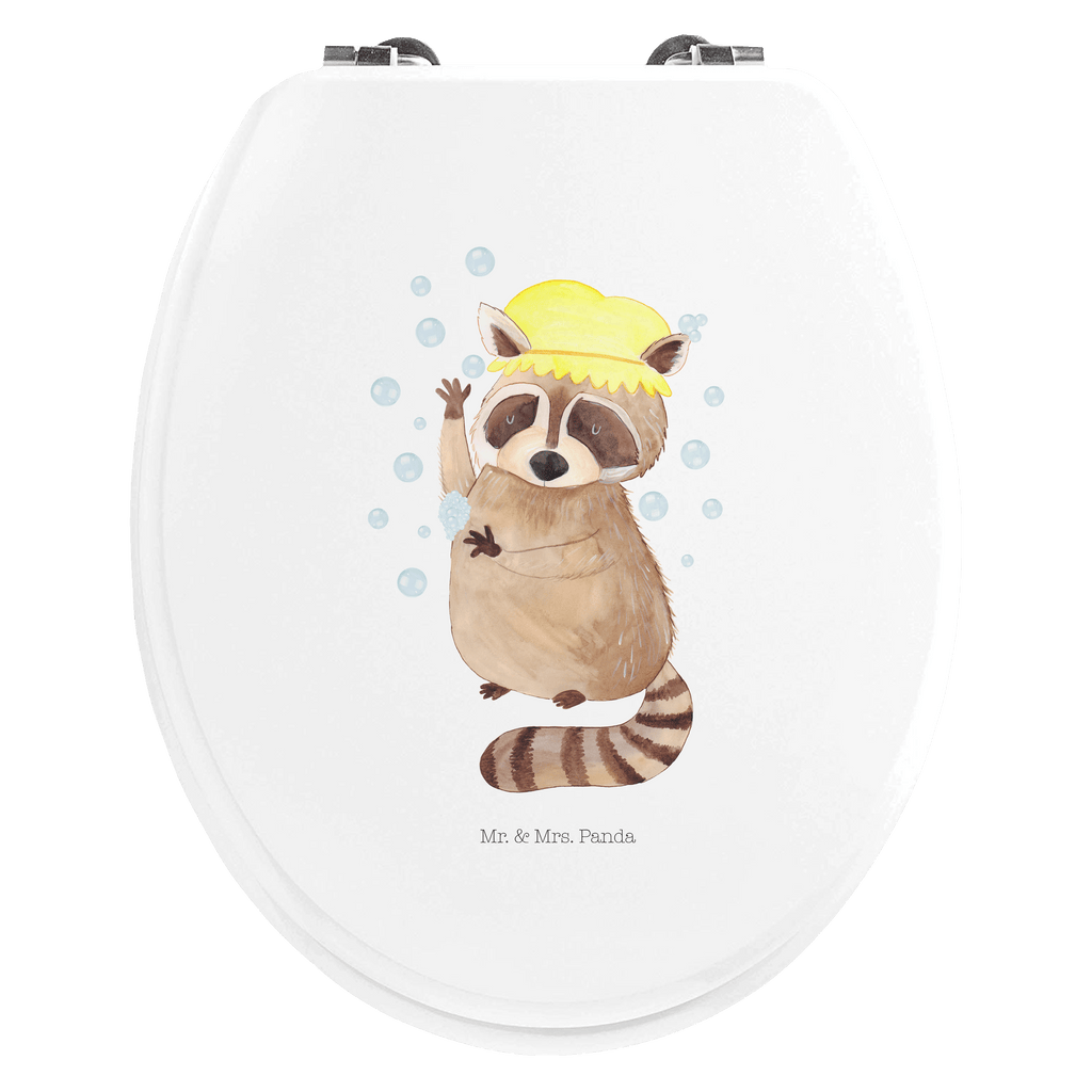 Motiv WC Sitz Waschbär Klobrille, Klodeckel, Toilettendeckel, WC-Sitz, Toilette, Tiermotive, Gute Laune, lustige Sprüche, Tiere, Waschbär, Tagträumen, Plan, Fröhlich, waschen, Seifenblasen