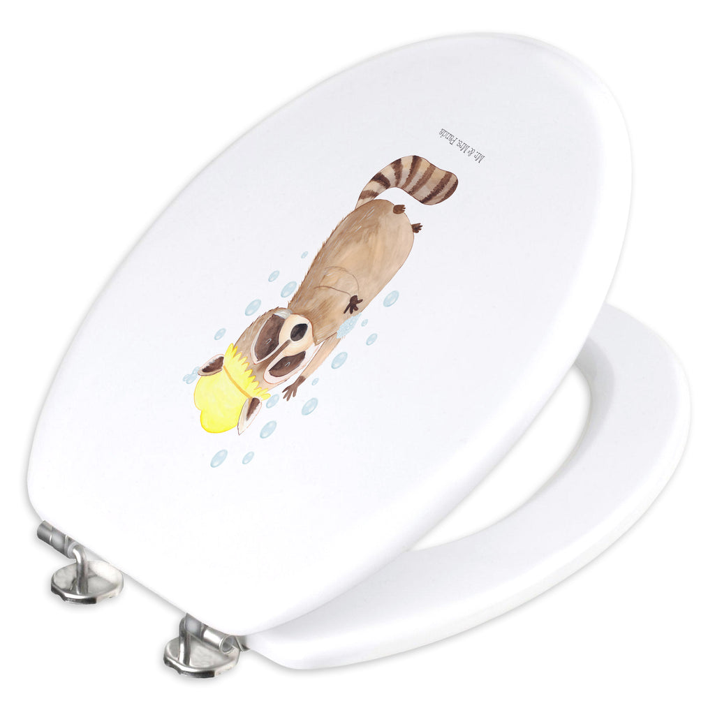 Motiv WC Sitz Waschbär Klobrille, Klodeckel, Toilettendeckel, WC-Sitz, Toilette, Tiermotive, Gute Laune, lustige Sprüche, Tiere, Waschbär, Tagträumen, Plan, Fröhlich, waschen, Seifenblasen