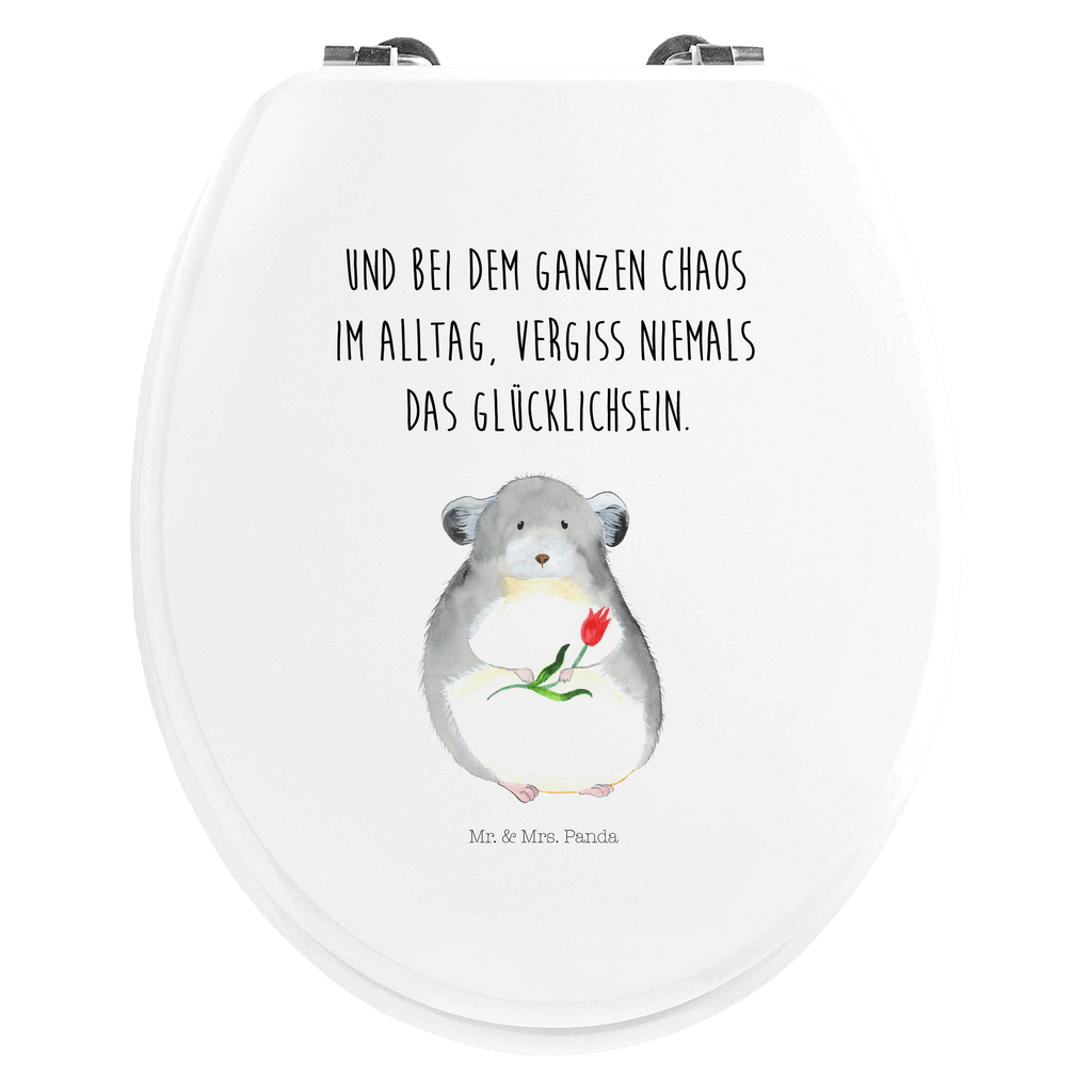 Motiv WC Sitz Chinchilla mit Blume Klobrille, Klodeckel, Toilettendeckel, WC-Sitz, Toilette, Tiermotive, Gute Laune, lustige Sprüche, Tiere, Chinchilla, Chinchillas, Liebeskummer, Kummer, Depressionen, traurig sein, Chaos, Glücklichsein, Büro, Büroalltag