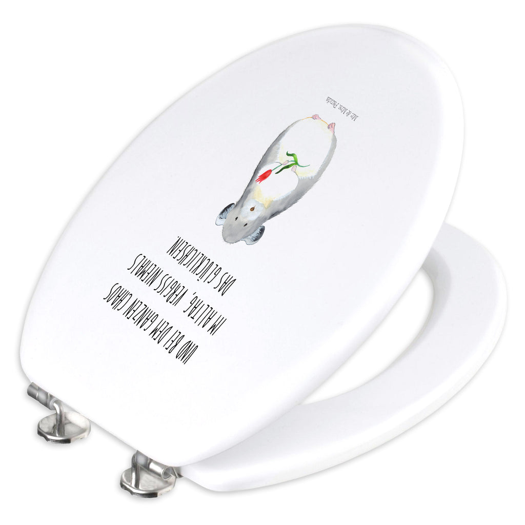 Motiv WC Sitz Chinchilla mit Blume Klobrille, Klodeckel, Toilettendeckel, WC-Sitz, Toilette, Tiermotive, Gute Laune, lustige Sprüche, Tiere, Chinchilla, Chinchillas, Liebeskummer, Kummer, Depressionen, traurig sein, Chaos, Glücklichsein, Büro, Büroalltag
