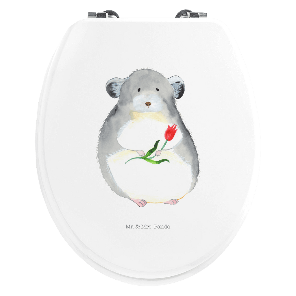 Motiv WC Sitz Chinchilla mit Blume Klobrille, Klodeckel, Toilettendeckel, WC-Sitz, Toilette, Tiermotive, Gute Laune, lustige Sprüche, Tiere, Chinchilla, Chinchillas, Liebeskummer, Kummer, Depressionen, traurig sein, Chaos, Glücklichsein, Büro, Büroalltag