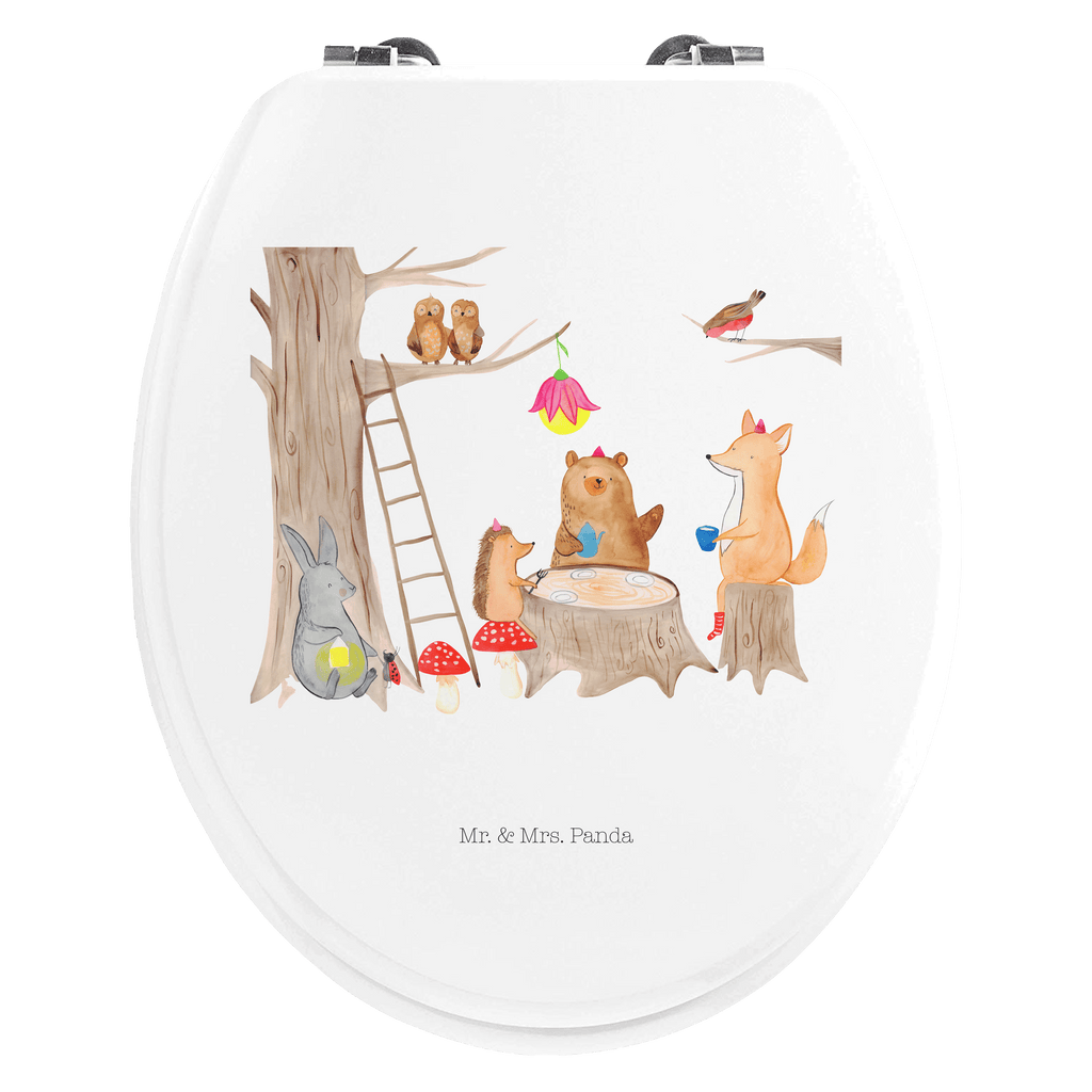 Motiv WC Sitz Waldtiere Picknick Klobrille, Klodeckel, Toilettendeckel, WC-Sitz, Toilette, Tiermotive, Gute Laune, lustige Sprüche, Tiere, Waldtiere, Picknick, Wald, Fuchs, Hase, Igel, Maus, Eichhörnchen