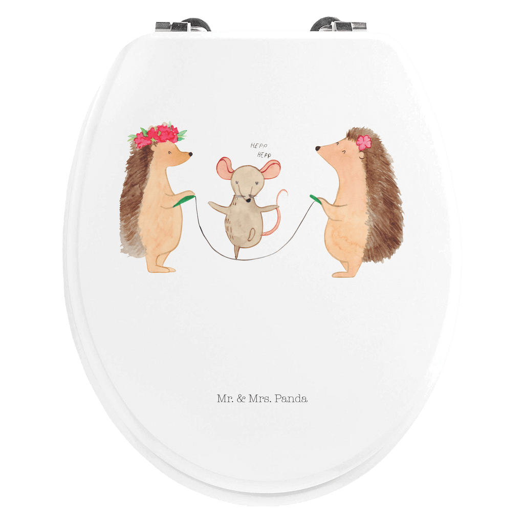 Motiv WC Sitz Igel Seilhüpfen Klobrille, Klodeckel, Toilettendeckel, WC-Sitz, Toilette, Tiermotive, Gute Laune, lustige Sprüche, Tiere, Igel, Maus, Seilspringen, Seilhüpfen, Kinder, Kindergarten