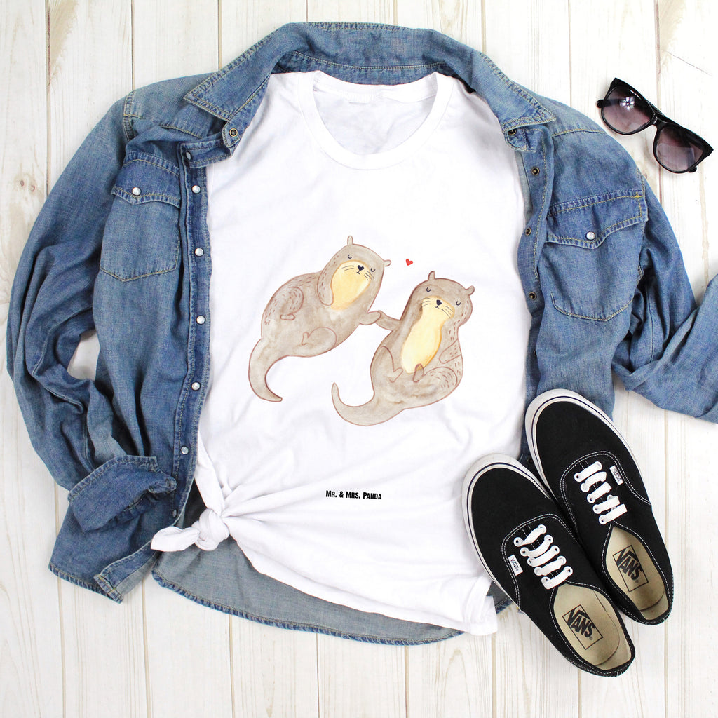 Größe XL T-Shirt Otter händchenhaltend T-Shirt, Shirt, Tshirt, Lustiges T-Shirt, T-Shirt mit Spruch, Party, Junggesellenabschied, Jubiläum, Geburstag, Herrn, Damen, Männer, Frauen, Schlafshirt, Nachthemd, Sprüche, Otter, Fischotter, Seeotter, Otter Seeotter See Otter