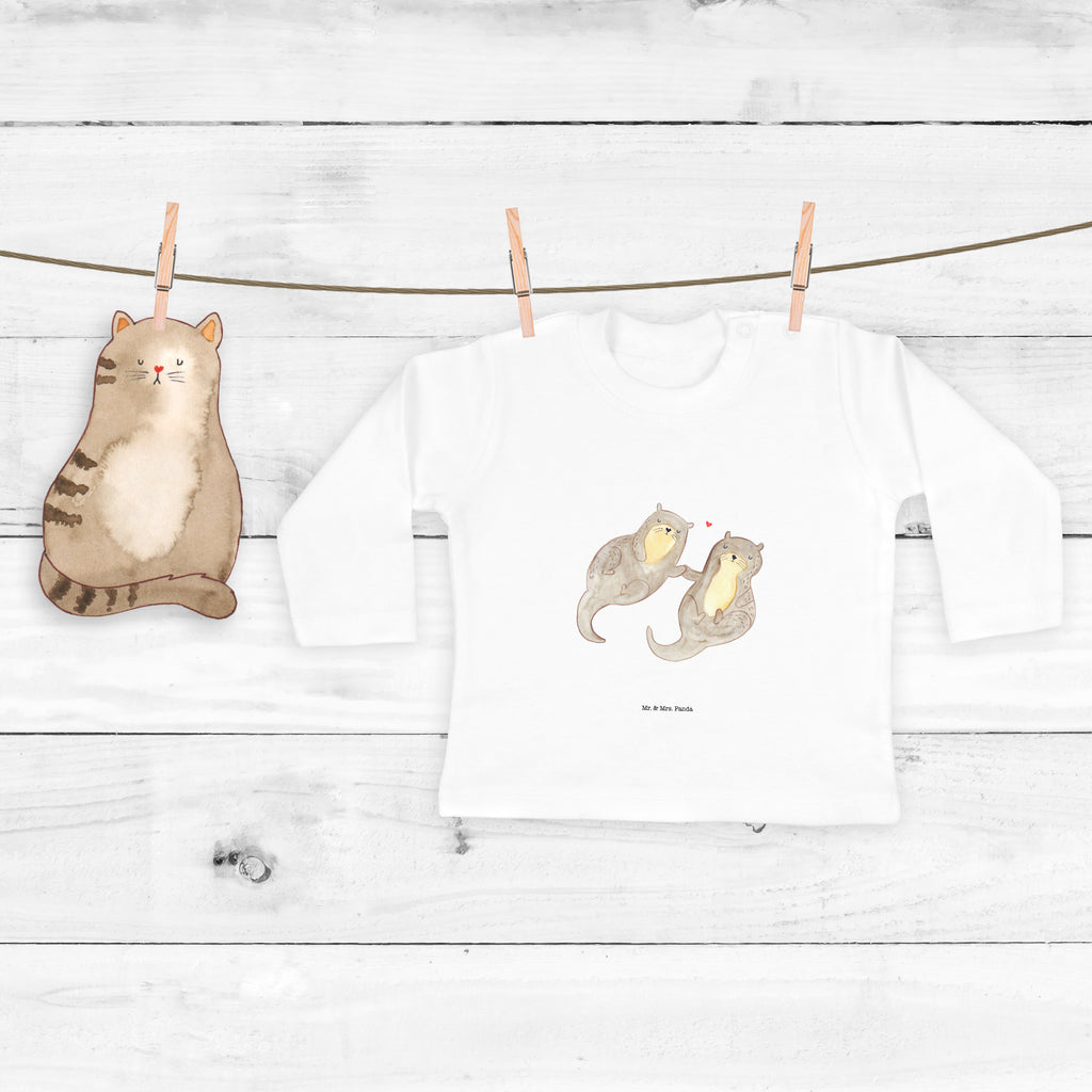 3-6 Monate Baby Longsleeve Otter händchenhaltend Mädchen, Jungen, Baby, Longsleeve, Langarm, Bio, Kleidung, uni, Langarmshirt, Otter, Fischotter, Seeotter, Otter Seeotter See Otter