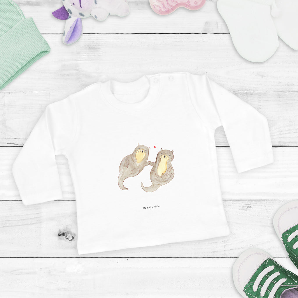 3-6 Monate Baby Longsleeve Otter händchenhaltend Mädchen, Jungen, Baby, Longsleeve, Langarm, Bio, Kleidung, uni, Langarmshirt, Otter, Fischotter, Seeotter, Otter Seeotter See Otter