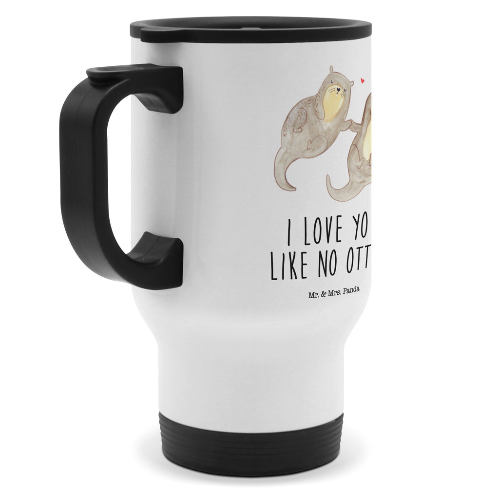 Thermobecher Otter händchenhaltend Thermobecher, To Go Becher, Thermotasse, Kaffeebecher, Isolierbecher, Thermobecher To Go, Warmhaltetasse, Edelstahlbecher, Reisebecher, Tasse mit Deckel, Thermobecher für 400 ml, Kaffeetasse zum Mitnehmen, Tasse zum Mitnehmen, Spülmaschinenfest, Otter, Fischotter, Seeotter, Otter Seeotter See Otter
