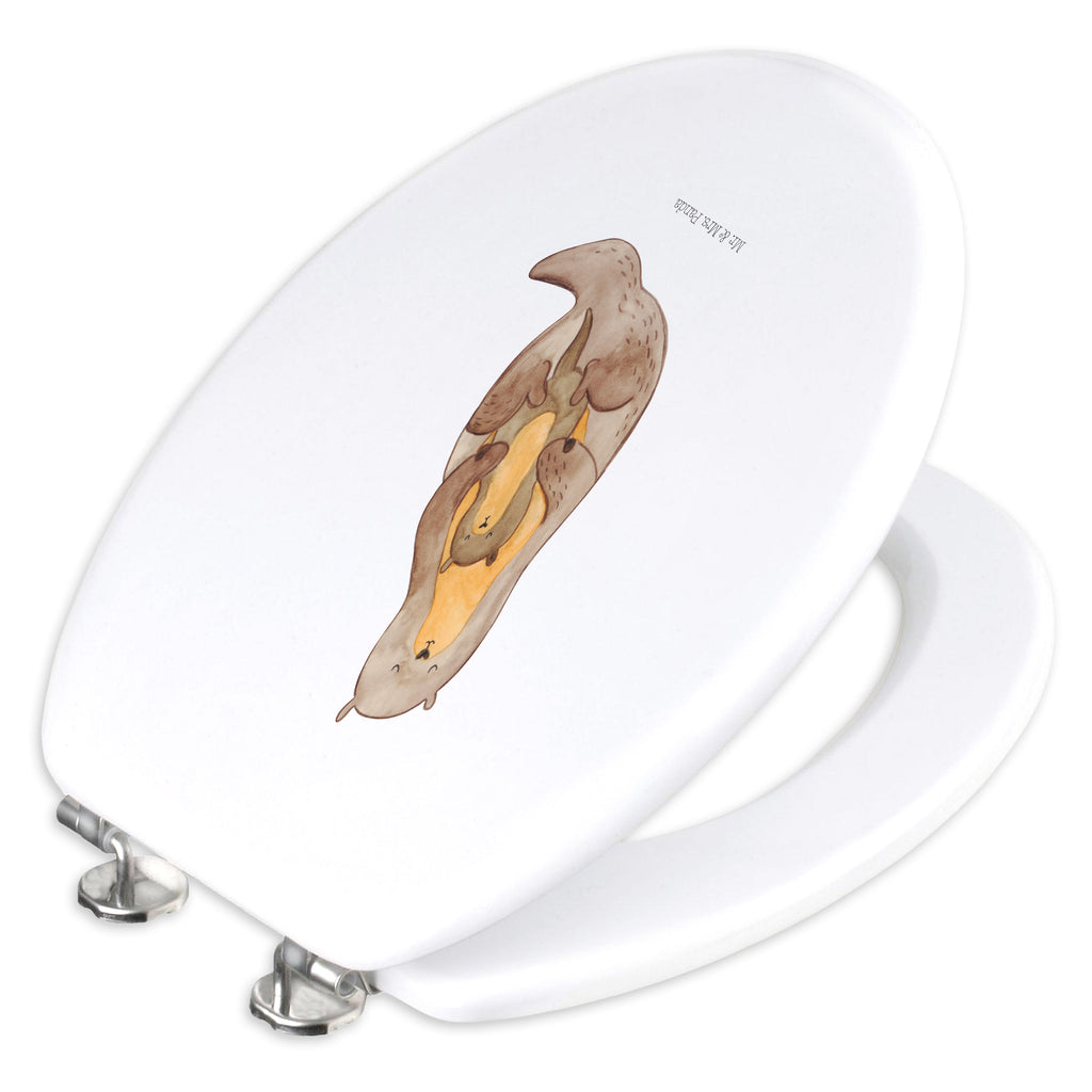 Motiv WC Sitz Otter mit Kind Klobrille, Klodeckel, Toilettendeckel, WC-Sitz, Toilette, Otter, Fischotter, Seeotter, Otter Seeotter See Otter