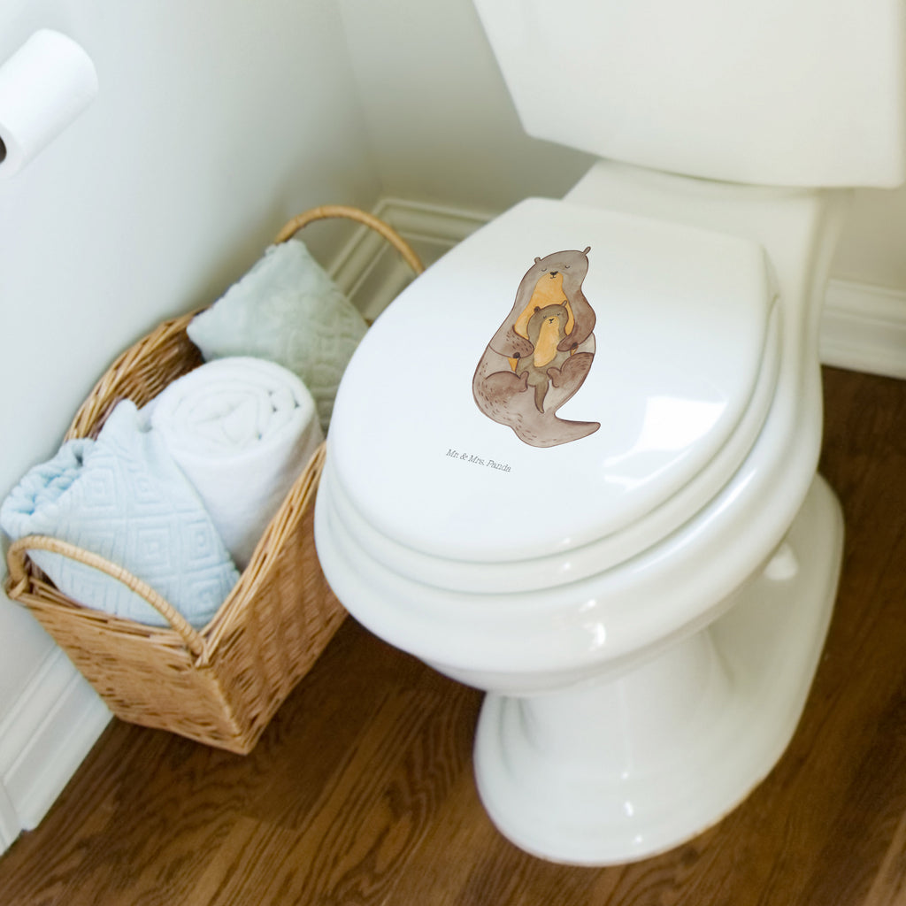 Motiv WC Sitz Otter mit Kind Klobrille, Klodeckel, Toilettendeckel, WC-Sitz, Toilette, Otter, Fischotter, Seeotter, Otter Seeotter See Otter