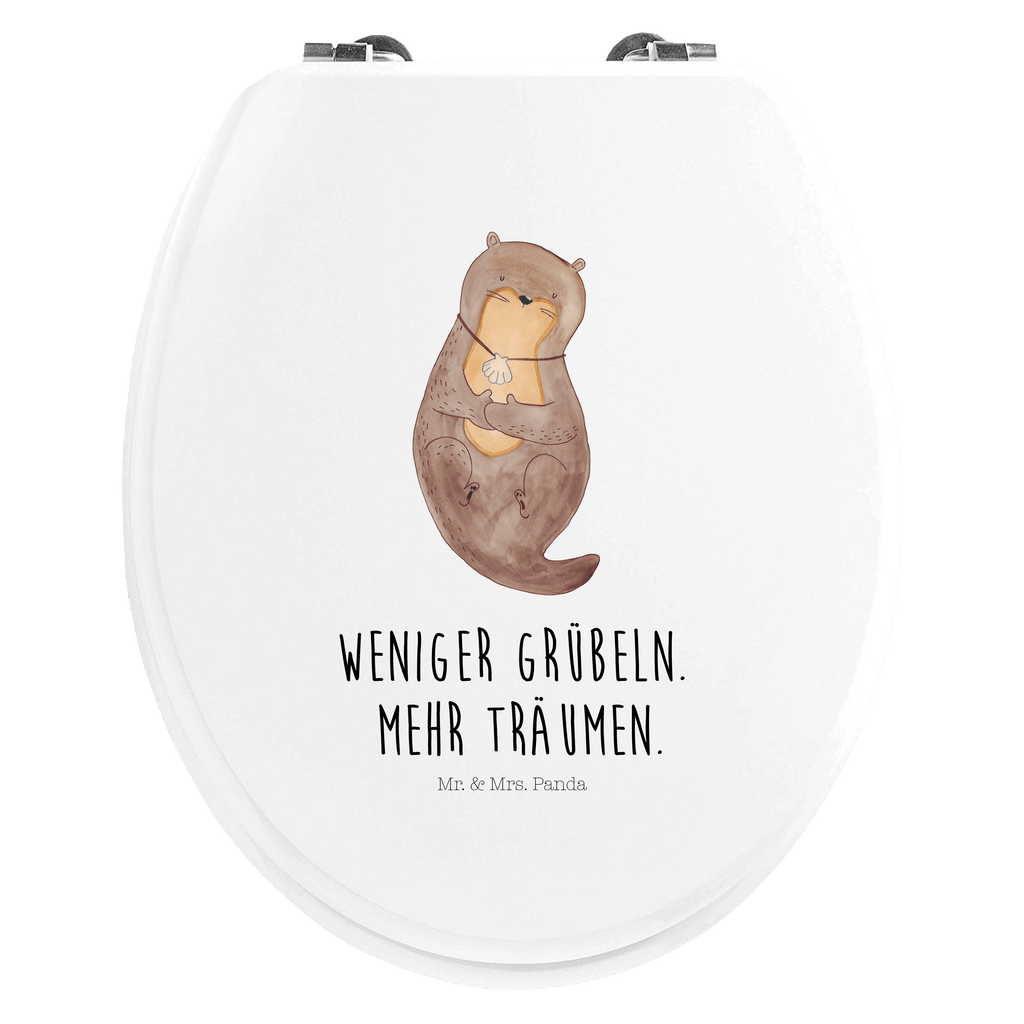 Motiv WC Sitz Otter mit Muschelmedaillon Klobrille, Klodeckel, Toilettendeckel, WC-Sitz, Toilette, Otter, Fischotter, Seeotter, Otterliebe, grübeln, träumen, Motivation, Tagträumen, Büro