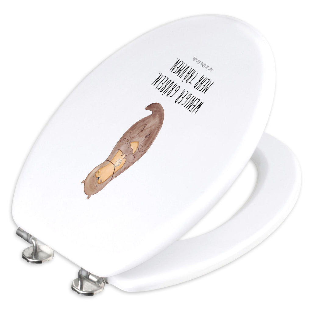 Motiv WC Sitz Otter mit Muschelmedaillon Klobrille, Klodeckel, Toilettendeckel, WC-Sitz, Toilette, Otter, Fischotter, Seeotter, Otterliebe, grübeln, träumen, Motivation, Tagträumen, Büro