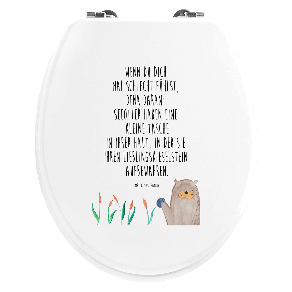 Motiv WC Sitz Otter mit Stein Klobrille, Klodeckel, Toilettendeckel, WC-Sitz, Toilette, Otter, Fischotter, Seeotter, Otter Seeotter See Otter