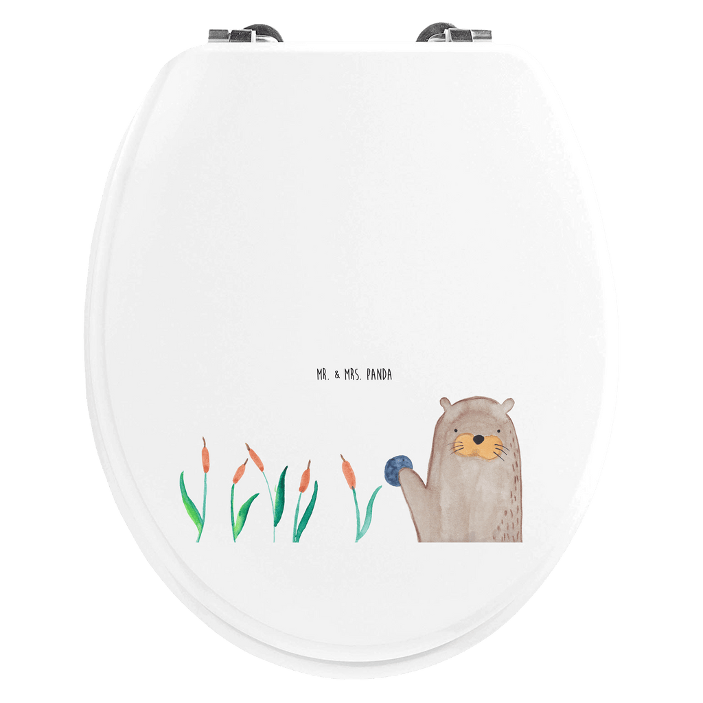 Motiv WC Sitz Otter mit Stein Klobrille, Klodeckel, Toilettendeckel, WC-Sitz, Toilette, Otter, Fischotter, Seeotter, Otter Seeotter See Otter