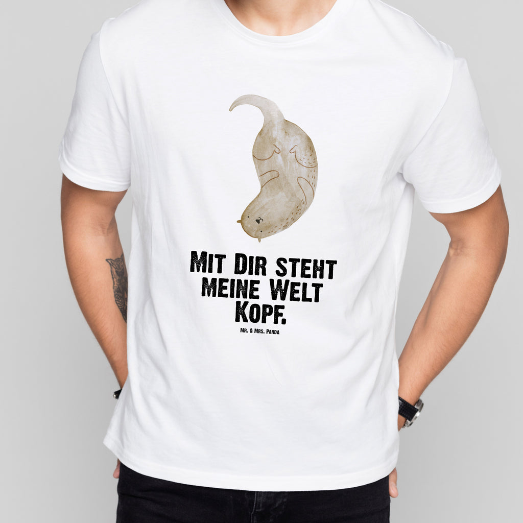 Größe S T-Shirt Otter kopfüber T-Shirt, Shirt, Tshirt, Lustiges T-Shirt, T-Shirt mit Spruch, Party, Junggesellenabschied, Jubiläum, Geburstag, Herrn, Damen, Männer, Frauen, Schlafshirt, Nachthemd, Sprüche, Otter, Fischotter, Seeotter, Otter Seeotter See Otter