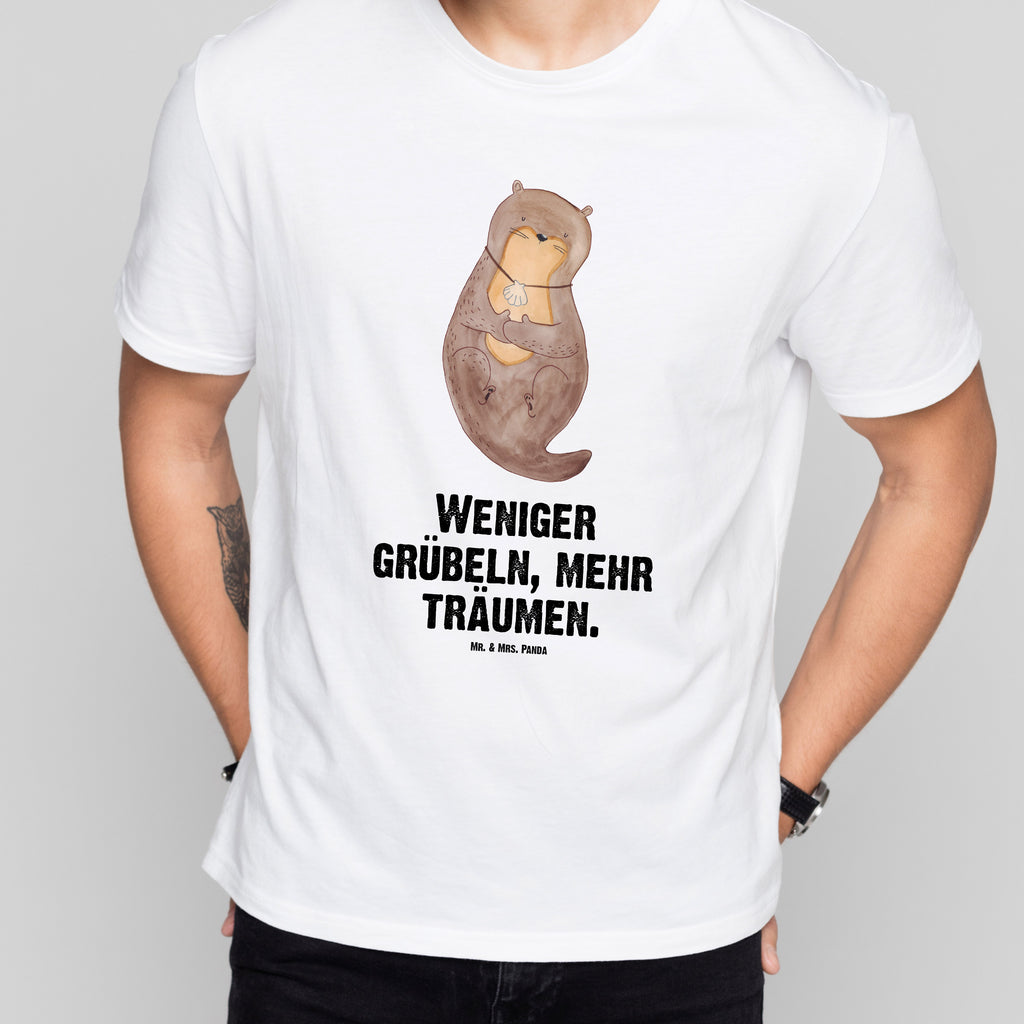 Größe XL T-Shirt Otter mit Muschelmedaillon T-Shirt, Shirt, Tshirt, Lustiges T-Shirt, T-Shirt mit Spruch, Party, Junggesellenabschied, Jubiläum, Geburstag, Herrn, Damen, Männer, Frauen, Schlafshirt, Nachthemd, Sprüche, Otter, Fischotter, Seeotter, Otterliebe, grübeln, träumen, Motivation, Tagträumen, Büro