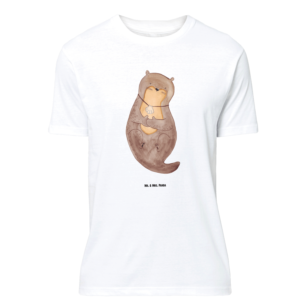 Größe XL T-Shirt Otter mit Muschelmedaillon T-Shirt, Shirt, Tshirt, Lustiges T-Shirt, T-Shirt mit Spruch, Party, Junggesellenabschied, Jubiläum, Geburstag, Herrn, Damen, Männer, Frauen, Schlafshirt, Nachthemd, Sprüche, Otter, Fischotter, Seeotter, Otterliebe, grübeln, träumen, Motivation, Tagträumen, Büro