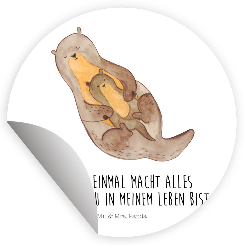 80mm Rund Aufkleber Otter mit Kind Sticker, Aufkleber, Etikett, Kinder, rund, Otter, Fischotter, Seeotter, Otter Seeotter See Otter