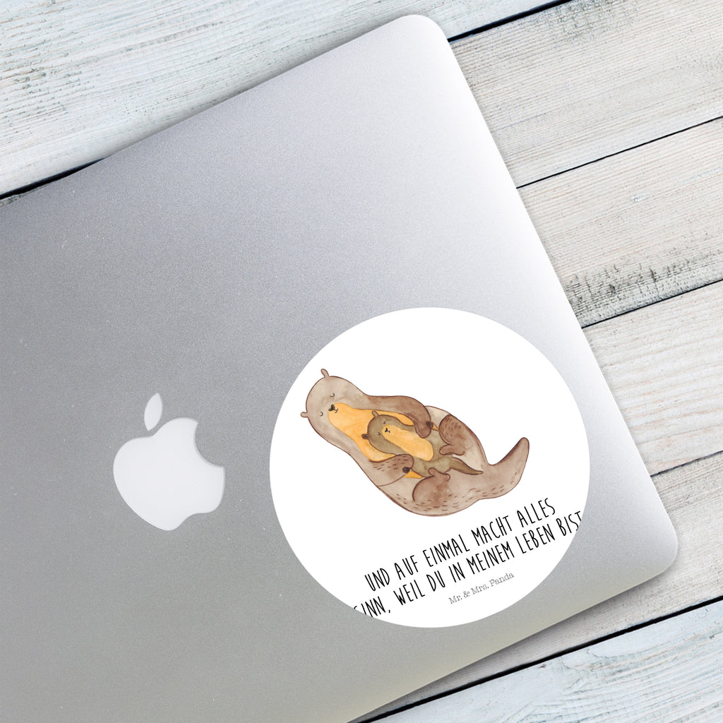 80mm Rund Aufkleber Otter mit Kind Sticker, Aufkleber, Etikett, Kinder, rund, Otter, Fischotter, Seeotter, Otter Seeotter See Otter