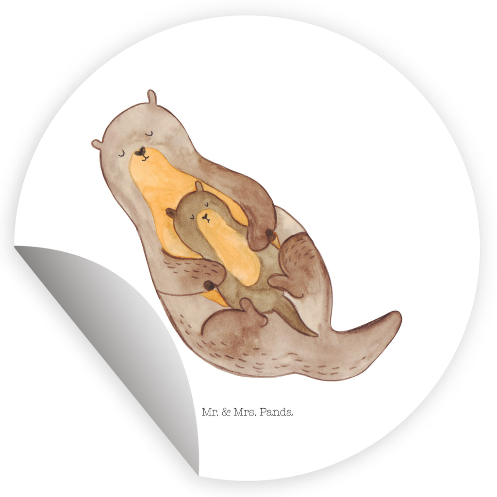 80mm Rund Aufkleber Otter mit Kind Sticker, Aufkleber, Etikett, Kinder, rund, Otter, Fischotter, Seeotter, Otter Seeotter See Otter