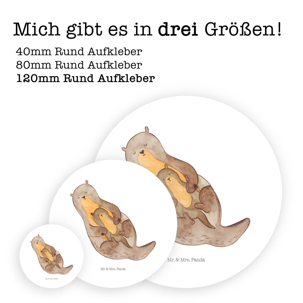 80mm Rund Aufkleber Otter mit Kind Sticker, Aufkleber, Etikett, Kinder, rund, Otter, Fischotter, Seeotter, Otter Seeotter See Otter