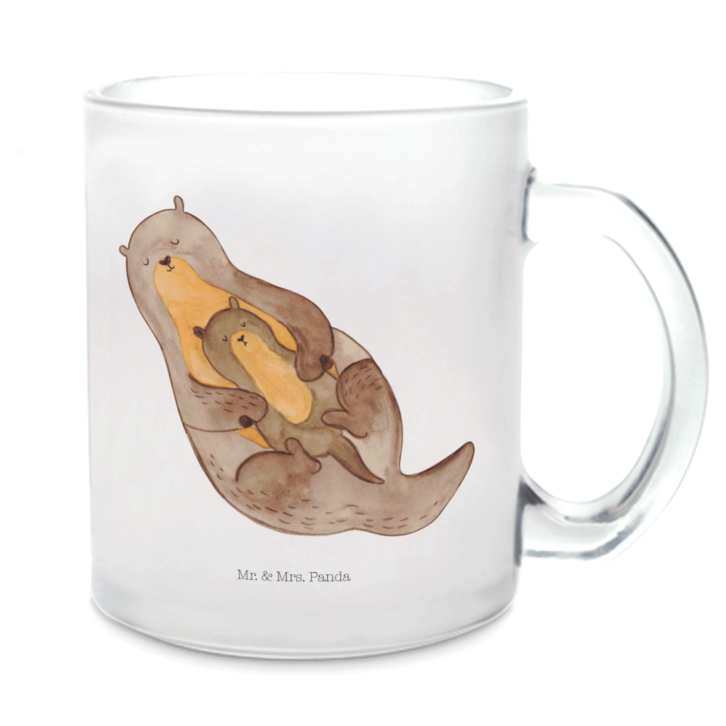 Teetasse Otter mit Kind Teetasse, Teeglas, Teebecher, Tasse mit Henkel, Tasse, Glas Teetasse, Teetasse aus Glas, Otter, Fischotter, Seeotter, Otter Seeotter See Otter