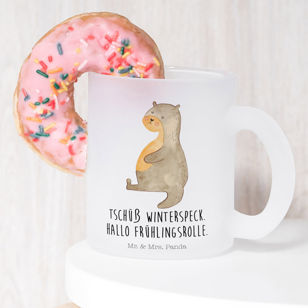 Teetasse Otter Bauch Teetasse, Teeglas, Teebecher, Tasse mit Henkel, Tasse, Glas Teetasse, Teetasse aus Glas, Otter, Fischotter, Seeotter, Otter Seeotter See Otter