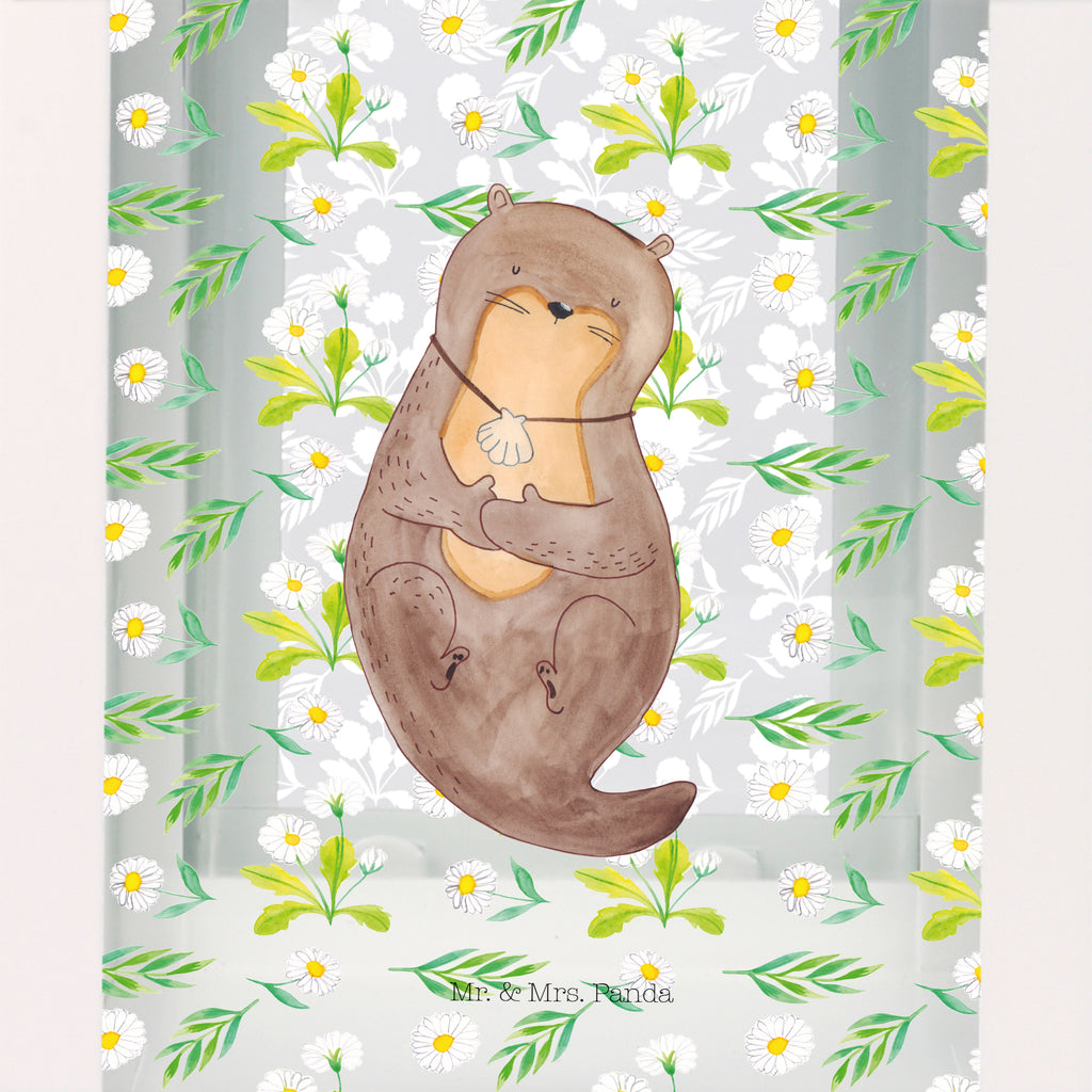 Deko Laterne Otter mit Muschelmedaillon Gartenlampe, Gartenleuchte, Gartendekoration, Gartenlicht, Laterne  kleine Laternen, XXL Laternen, Laterne groß, Otter, Fischotter, Seeotter, Otterliebe, grübeln, träumen, Motivation, Tagträumen, Büro